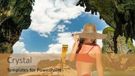  Presentation with sail - Amazing presentation theme having girl tourist sail long tail backdrop and a gold colored foreground