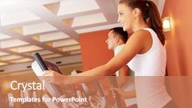  Presentation with pretty girl - Presentation theme featuring girl training on special sport background and a coral colored foreground