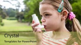  Presentation with asthma - Presentation theme enhanced with girl using an asthma inhaler background and a yellow colored foreground