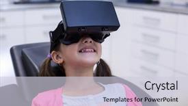  Presentation with virtual assistant - Presentation design with girl using virtual reality headset background and a lemonade colored foreground