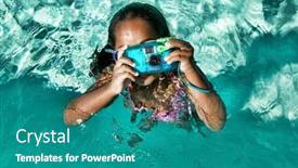  Presentation with swimming pool - Presentation theme enhanced with girl-using-waterproof-camera background and a teal colored foreground