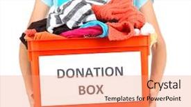  Presentation with donation - Colorful slides enhanced with girl volunteer with donation box backdrop and a coral colored foreground