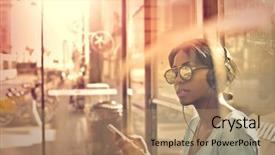  Presentation with bus stop - PPT layouts featuring girl waiting at the bus background and a coral colored foreground