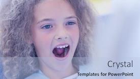  Presentation with dental office - Cool new presentation design with girl waiting for a dental exam at the dental office backdrop and a light blue colored foreground