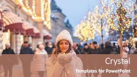  Presentation with girl christmas - Amazing PPT layouts having fair weather - girl walking in christmas market backdrop and a coral colored foreground