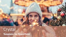  Presentation with girl christmas - Beautiful slides featuring feeling happy in big city backdrop and a coral colored foreground