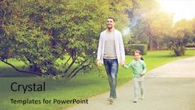  Presentation with adoption - Slide set with girl walking in summer park background and a yellow colored foreground