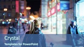  Presentation with view of rotterdam city - Colorful PPT theme enhanced with girl walking on city street backdrop and a ocean colored foreground