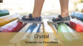  Presentation with close up baby girl knitted - Audience pleasing slide set consisting of girl walking on jungle gym backdrop and a  colored foreground