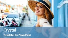  Presentation with old photo - Colorful slide set enhanced with girl walking on the asia backdrop and a teal colored foreground