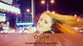  Presentation with street of shanghai on the night - Beautiful PPT theme featuring girl walking on the night backdrop and a red colored foreground