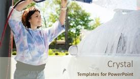  Presentation with car service - Slide deck with girl-washing-a-car background and a lemonade colored foreground