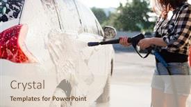  Presentation with sprayer - Cool new slides with girl-washing-car-with-foam backdrop and a lemonade colored foreground