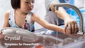  Presentation with tableware - Slide set featuring girl-washing-dish-and-tableware background and a violet colored foreground