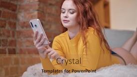  Presentation with stream - Cool new slide deck with girl-watching-a-social-media backdrop and a coral colored foreground