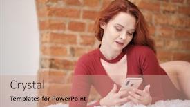  Presentation with stream - Presentation design consisting of girl-watching-a-social-media background and a coral colored foreground