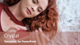  Presentation with stream - Slide deck having girl-watching-a-social-media background and a coral colored foreground