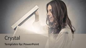  Presentation with box - Beautiful presentation theme featuring girl watching in a box backdrop and a light gray colored foreground