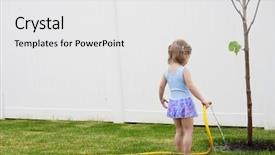  Presentation with helping - Theme with girl waters a young tree background and a white colored foreground