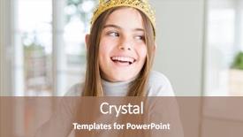  Presentation with princess - Presentation theme having girl wearing a golden crown background and a coral colored foreground