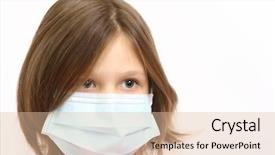  Presentation with mask - Presentation theme with immune defense - little girl wearing a protective background and a lemonade colored foreground