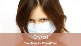  Presentation with mask - Audience pleasing PPT theme consisting of girl wearing a protective mask backdrop and a coral colored foreground
