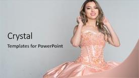  Presentation with formal - Amazing PPT theme having girl wearing a quinceanera dress backdrop and a light gray colored foreground