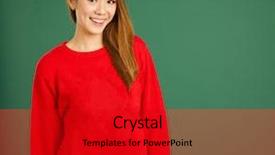  Presentation with little asian girl receiving vaccination - Colorful theme enhanced with girl wearing a red jumper backdrop and a  colored foreground