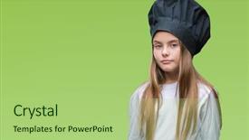 Presentation with chef - Presentation theme with girl wearing chef hat uniform background and a  colored foreground