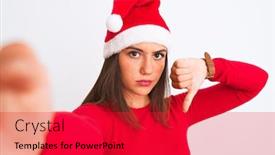  Presentation with christmas girl - Slide deck with girl-wearing-christmas-santa-hat background and a red colored foreground