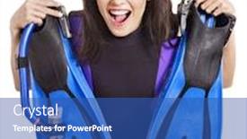  Presentation with gear - Beautiful theme featuring girl-wearing-diving-gear-isolated backdrop and a ocean colored foreground