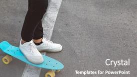  Presentation with fashion shoes - Beautiful slides featuring girl wearing fashion sportswear rollerskating backdrop and a gray colored foreground