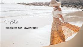  Presentation with maxi - Audience pleasing slide deck consisting of girl-wearing-floral-maxi-skirt backdrop and a light gray colored foreground