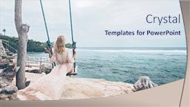  Presentation with bali - Audience pleasing slides consisting of girl-wearing-flying-dress-relaxing backdrop and a sky blue colored foreground