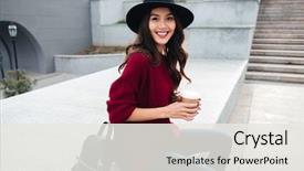  Presentation with little asian girl receiving vaccination - Presentation theme consisting of girl wearing hat and sweater background and a white colored foreground