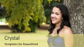  Presentation with formal - Colorful slides enhanced with girl wearing her formal quinceanera backdrop and a yellow colored foreground