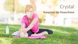  Presentation with medical face mask - Colorful presentation theme enhanced with girl-wearing-medical-face-mask backdrop and a cream colored foreground