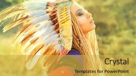  Presentation with native indian - Slide deck featuring girl wearing native american indian background and a yellow colored foreground