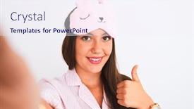  Presentation with pajama - PPT layouts enhanced with girl-wearing-pajama-and-sleep background and a sky blue colored foreground