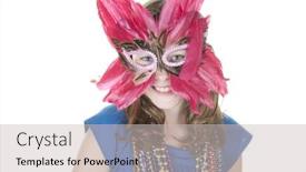  Presentation with pretty girl - Colorful presentation enhanced with girl-wearing-pretty-feather-mask backdrop and a light gray colored foreground