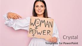  Presentation with women rights - Slide set with girl-wearing-princess-tiara-asking background and a lemonade colored foreground