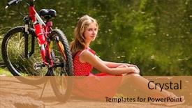  Presentation with ecotourism - PPT layouts featuring girl wearing red polka dot background and a coral colored foreground