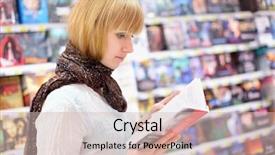  Presentation with child girl reading a book - Amazing PPT theme having girl wearing scarf reads book backdrop and a soft green colored foreground