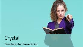  Presentation with happy young student girl holding - Presentation theme featuring girl wearing school uniform reading background and a arctic colored foreground