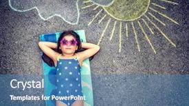  Presentation with baby girl welcome - Slide deck having girl wearing swimsuit and lying background and a teal colored foreground