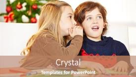  Presentation with christmas black kids - Cool new PPT layouts with girl-whispers-boy-a-secret backdrop and a coral colored foreground
