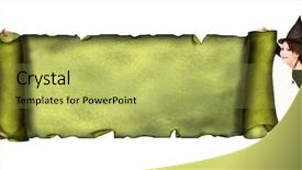  Presentation with old scroll - PPT theme having girl witch with flyer background and a yellow colored foreground