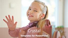  Presentation with goodbye - Slides enhanced with girl-with-a-backpack-goes background and a coral colored foreground