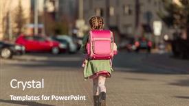  Presentation with backpack - Slide set having girl with a backpack going background and a coral colored foreground