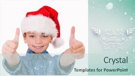  Presentation with christmas girl - Cool new presentation theme with girl with a christmas hat and the thumbs up against green vignette backdrop and a soft green colored foreground